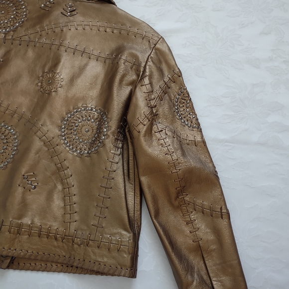 Studded leather Limited Edition jacket southwestern motif embellished - Picture 3 of 13
